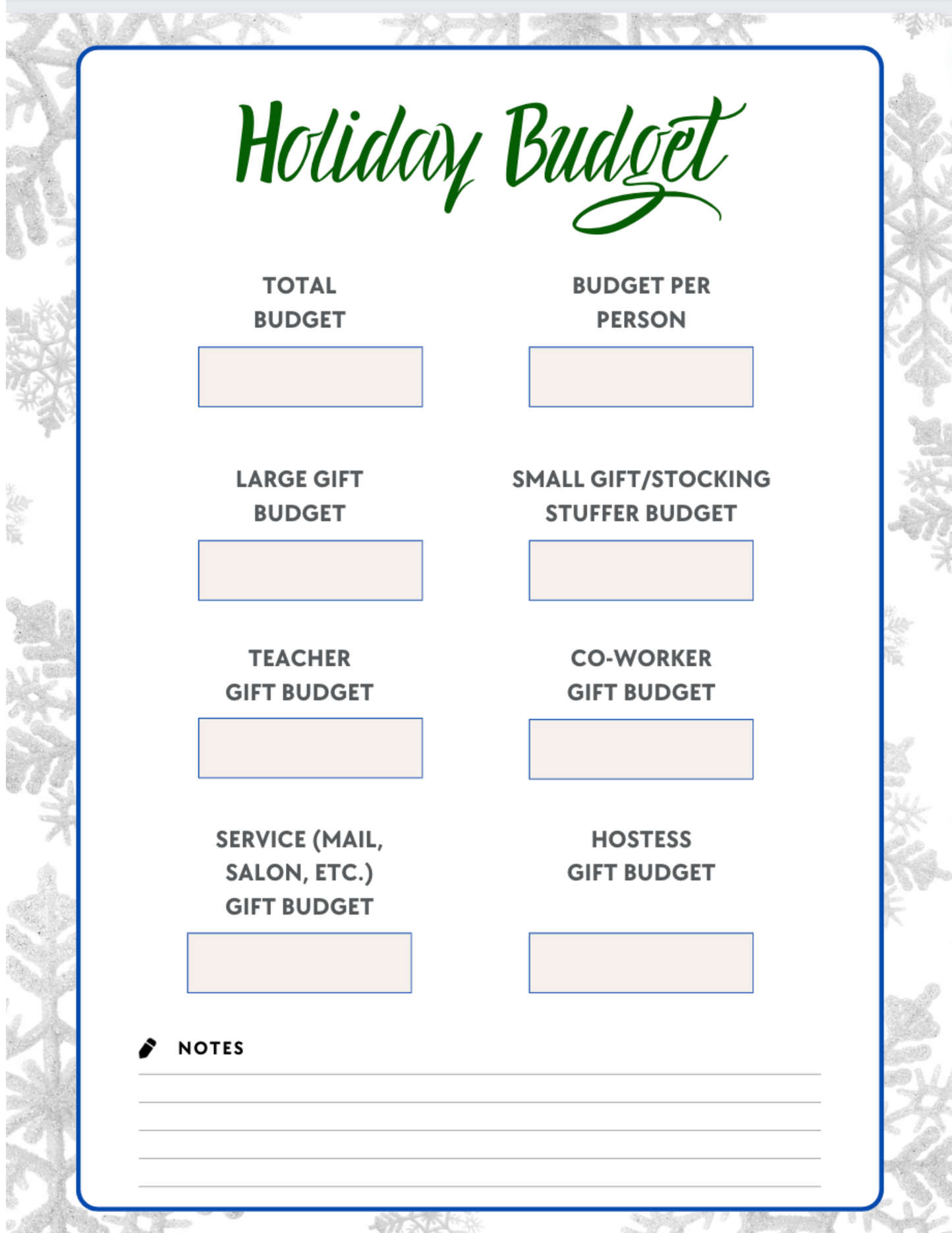 Holiday Gift and Budget Planner
